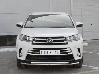 20 399 р. Защита переднего бампера (2 трубыØ42 мм, нержавейка) SLITKOFF  Toyota Highlander  XU50 (2013-2017) дорестайлинг  с доставкой в г. Королёв. Увеличить фотографию 3