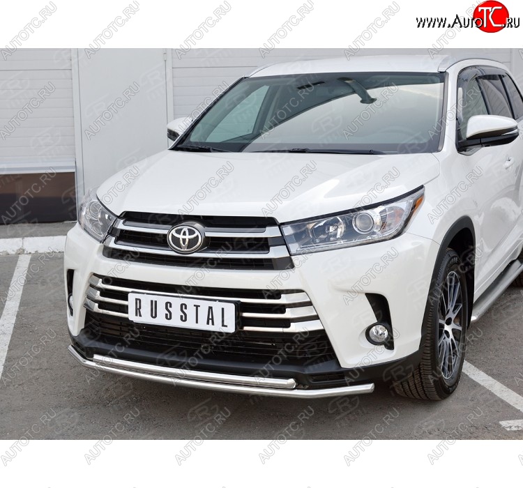 20 399 р. Защита переднего бампера (2 трубыØ42 мм, нержавейка) SLITKOFF  Toyota Highlander  XU50 (2013-2017) дорестайлинг  с доставкой в г. Королёв