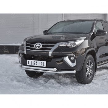 28 999 р. Защита переднего бампера (2 трубыØ63 мм, нержавейка) SLITKOFF  Toyota Highlander  XU50 (2013-2017) дорестайлинг  с доставкой в г. Королёв. Увеличить фотографию 2