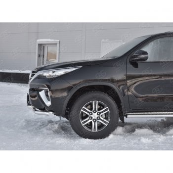 Защита переднего бампера (2 трубыØ63 мм, нержавейка) SLITKOFF Toyota (Тойота) Highlander (Хайлэндер)  XU50 (2013-2017) XU50 дорестайлинг