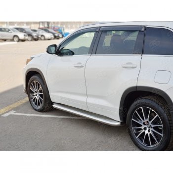 43 999 р. Порожки для ног (Ø63 мм) SLITKOFF  Toyota Highlander  XU50 (2016-2020) рестайлинг (лист - нержавейка, профиль - нержавейка)  с доставкой в г. Королёв. Увеличить фотографию 2