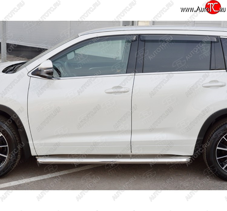 43 999 р. Порожки для ног (Ø63 мм) SLITKOFF  Toyota Highlander  XU50 (2016-2020) рестайлинг (лист - нержавейка, профиль - нержавейка)  с доставкой в г. Королёв