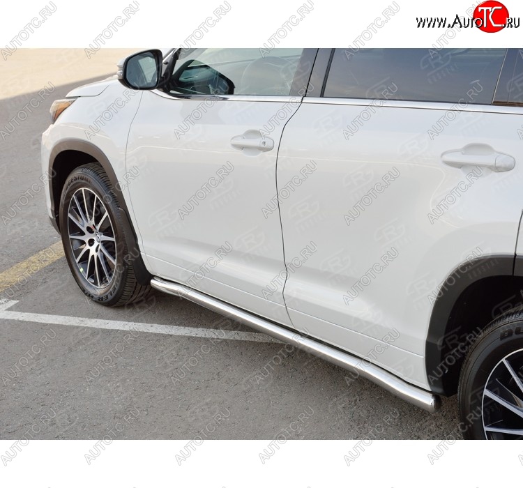 25 999 р. Защита порогов SLITKOFF из круглой трубы диаметром 63 мм SLITKOFF v3  Toyota Highlander  XU50 (2013-2017) дорестайлинг  с доставкой в г. Королёв