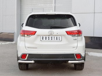 17 999 р. Защита заднего бампера (Ø63 мм уголки, нержавейка) SLITKOFF  Toyota Highlander  XU50 (2013-2017) дорестайлинг  с доставкой в г. Королёв. Увеличить фотографию 3