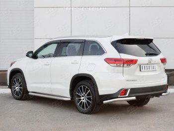 17 999 р. Защита заднего бампера (Ø63 мм уголки, нержавейка) SLITKOFF  Toyota Highlander  XU50 (2013-2017) дорестайлинг  с доставкой в г. Королёв. Увеличить фотографию 4