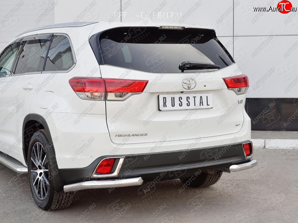 17 999 р. Защита заднего бампера (Ø63 мм уголки, нержавейка) SLITKOFF  Toyota Highlander  XU50 (2013-2017) дорестайлинг  с доставкой в г. Королёв