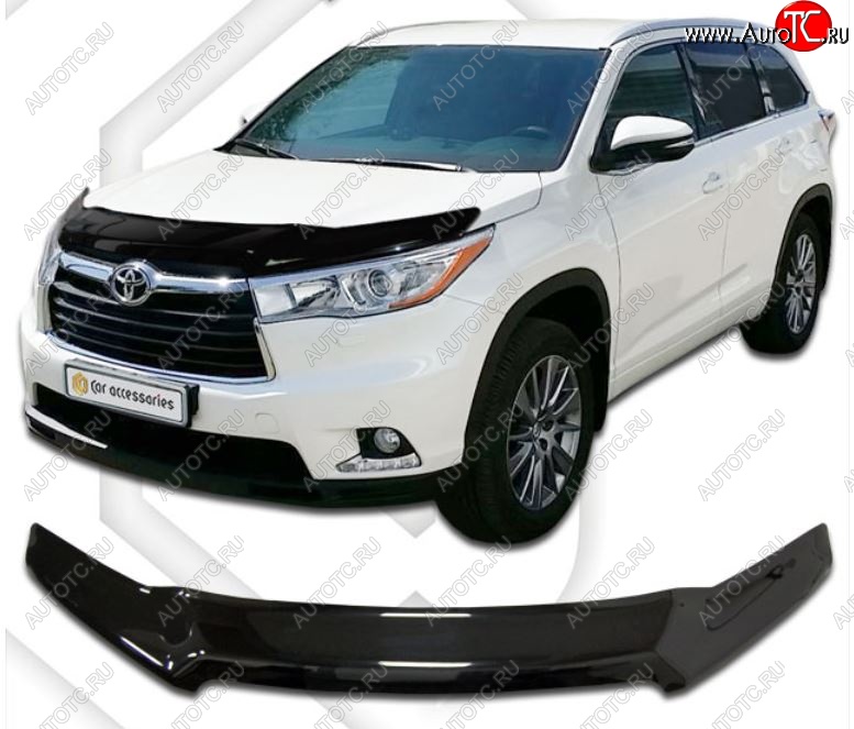 2 359 р. Дефлектор капота CA-Plastiс  Toyota Highlander  XU50 (2013-2020) дорестайлинг, рестайлинг (Classic черный, Без надписи)  с доставкой в г. Королёв