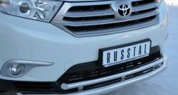 21 849 р. Защита переднего бампера (2 трубыØ63 и 42 мм, нержавейка) SLITKOFF Toyota Highlander XU40 рестайлинг (2010-2013)  с доставкой в г. Королёв. Увеличить фотографию 2