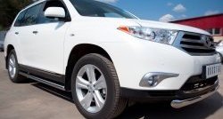 13 299 р. Защита порогов из круглой трубы диаметром 76 мм (рестайлинг) Russtal Toyota Highlander XU40 рестайлинг (2010-2013) (Защита порогов с со скосами на торцах (вариант 1))  с доставкой в г. Королёв. Увеличить фотографию 12