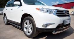 13 299 р. Защита порогов из круглой трубы диаметром 76 мм (рестайлинг) Russtal Toyota Highlander XU40 рестайлинг (2010-2013) (Защита порогов с со скосами на торцах (вариант 1))  с доставкой в г. Королёв. Увеличить фотографию 4