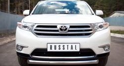 Защита переднего бампера (Ø76 мм, нержавейка) SLITKOFF Toyota Highlander XU40 рестайлинг (2010-2013)