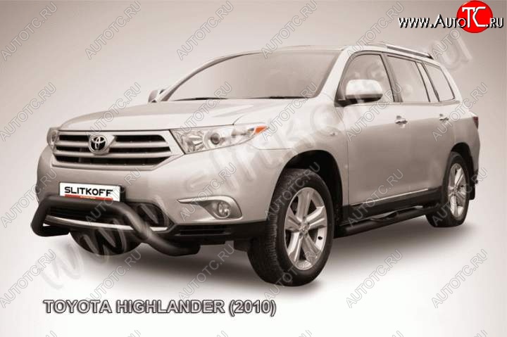 24 999 р. Кенгурятник d76 низкий мини чернаый Toyota Highlander XU40 рестайлинг (2010-2013) (Цвет: серебристый)  с доставкой в г. Королёв