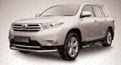 Одинарная защита переднего бампера диаметром 76 мм Slitkoff Toyota Highlander XU40 рестайлинг (2010-2013)