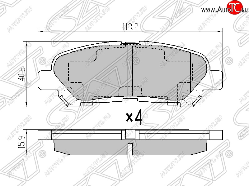 979 р. Колодки тормозные SAT (задние) Toyota Highlander XU40 дорестайлинг (2007-2010)  с доставкой в г. Королёв