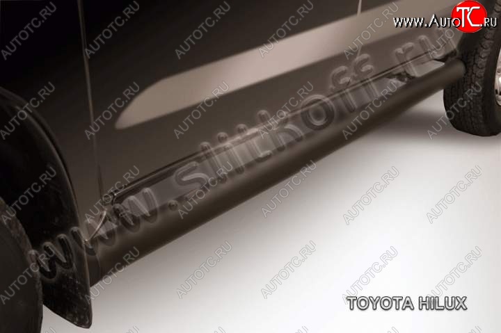 14 449 р. Защита порогов Slitkoff  Toyota Hilux  AN20,AN30 (2011-2016)  2-ой рестайлинг (Цвет: серебристый)  с доставкой в г. Королёв