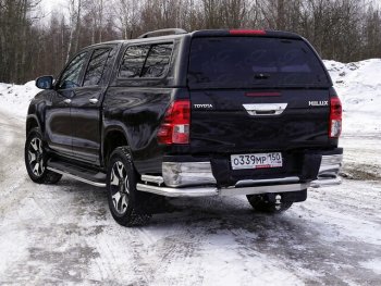 Защита заднего бампера (уголки двойные) ТСС 76,1/60,3мм Toyota Hilux AN120 1-ый рестайлинг (2017-2020)