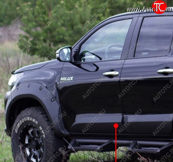 3 499 р. Молдинг двери RA (передний левый)  Toyota Hilux  AN120 (2016-2020) дорестайлинг (Поверхность глянец под покраску, Неокрашенный)  с доставкой в г. Королёв