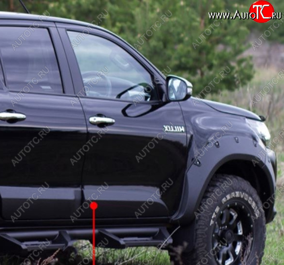 3 499 р. Молдинг двери RA (передний правый) Toyota Hilux AN120 дорестайлинг (2016-2020) (Поверхность глянец под покраску, Неокрашенный)  с доставкой в г. Королёв