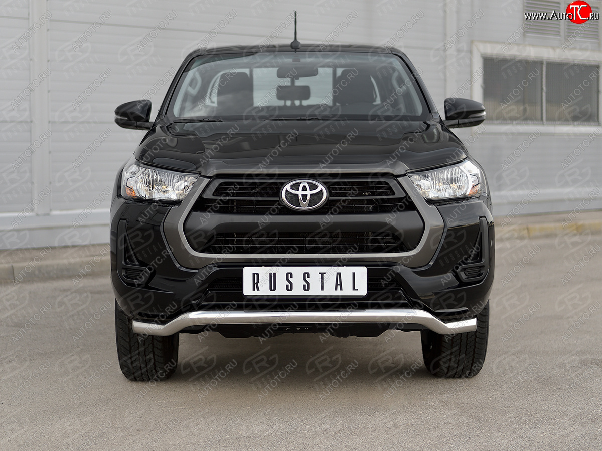 14 699 р. Защита переднего бампера (Ø63 мм волна, нержавейка) SLITKOFF  Toyota Hilux  AN120 (2020-2024) 2-ой рестайлинг  с доставкой в г. Королёв