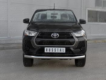 Защита переднего бампера (Ø76 мм, нержавейка) SLITKOFF Toyota (Тойота) Hilux (Хайлюкс)  AN120 (2020-2024) AN120 2-ой рестайлинг