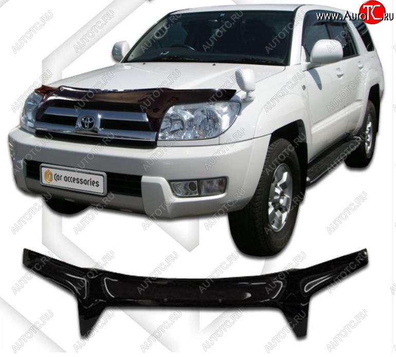 2 599 р. Дефлектор капота (N215) CA-Plastiс  Toyota Hilux Surf  N210 (2002-2005) дорестайлинг (Classic черный, Без надписи)  с доставкой в г. Королёв