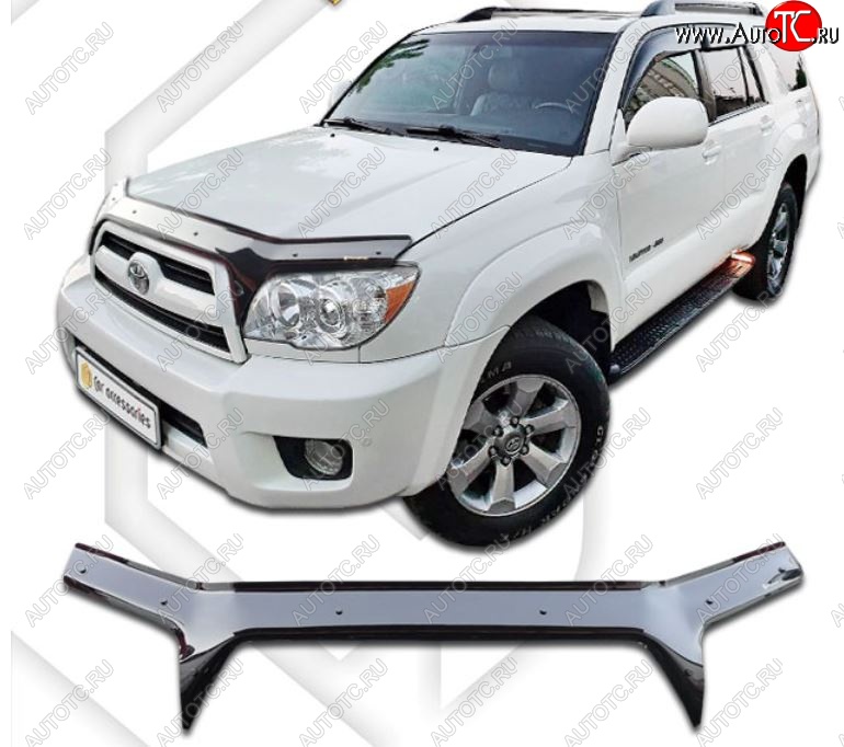 2 599 р. Дефлектор капота (GRN215W, TRN210W, TRN215W) CA-Plastiс  Toyota Hilux Surf  N210 (2005-2009) рестайлинг (Classic черный, Без надписи)  с доставкой в г. Королёв