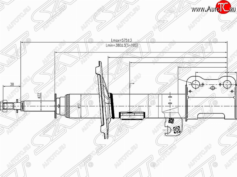 3 999 р. Левый амортизатор передний SAT  Toyota Ipsum  ACM20 - Noah  1  с доставкой в г. Королёв