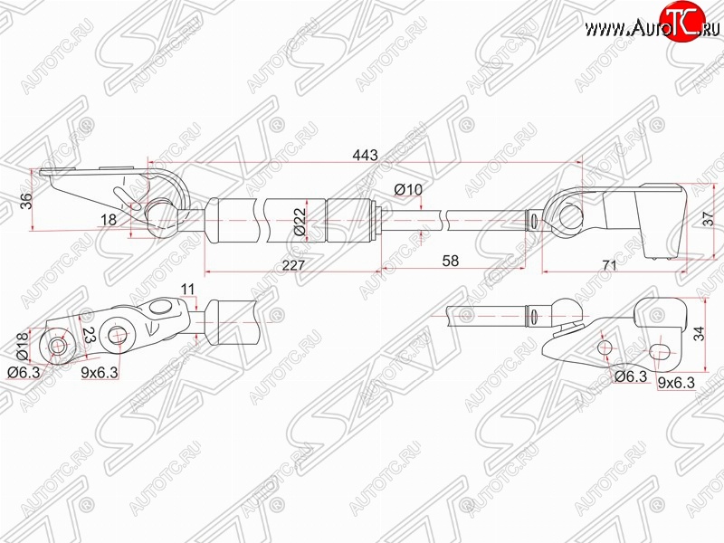 1 379 р. Правый газовый упор крышки багажника SAT  Toyota Ipsum  ACM20 (2001-2003) дорестайлинг  с доставкой в г. Королёв