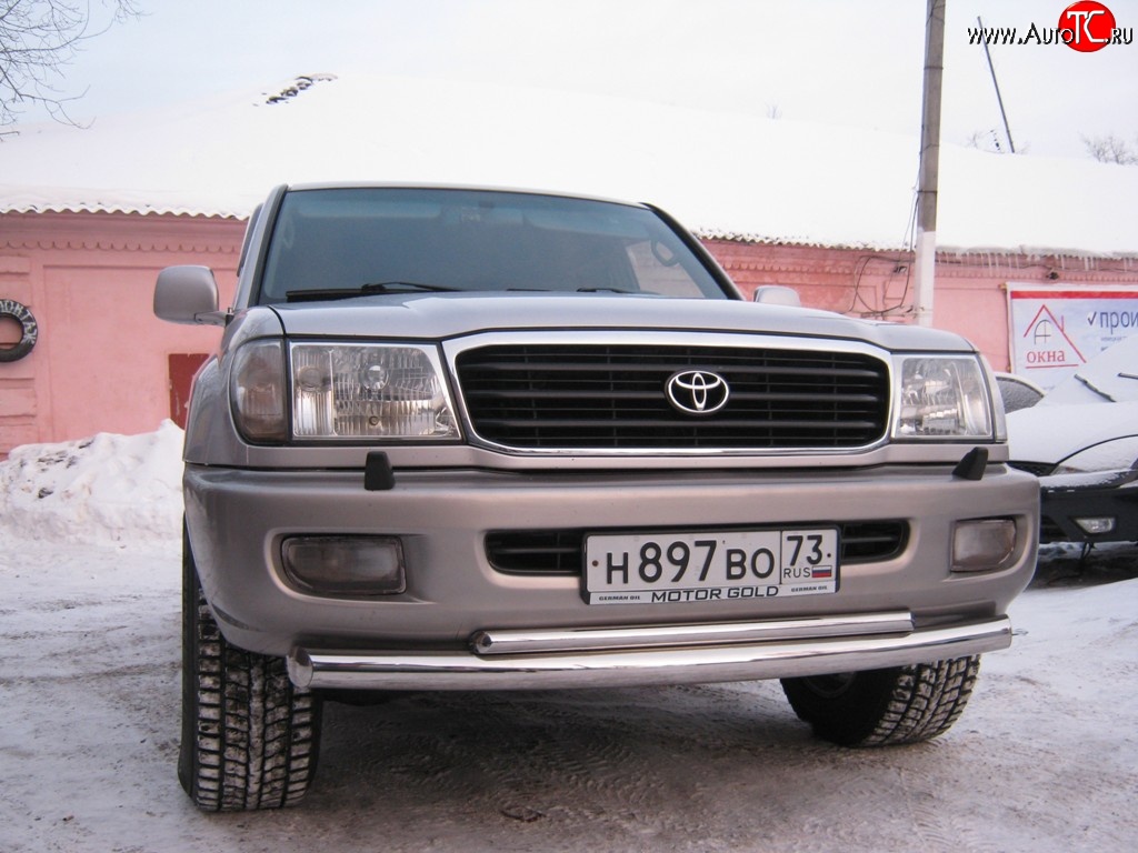 22 999 р. Защита переднего бампера (2 трубыØ76 и 42 мм, нержавейка) SLITKOFF  Toyota Land Cruiser  100 (1998-2007) дорестайлинг, 1-ый рестайлинг, 2-ой рестайлинг  с доставкой в г. Королёв