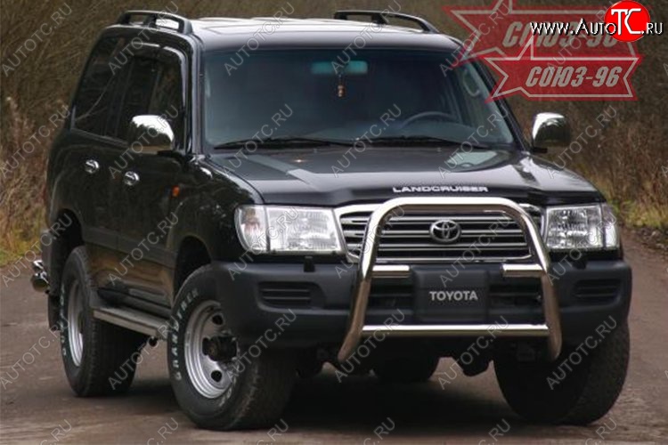 23 039 р. Защита переднего бампера под лебедку Souz-96 (d76) Toyota Land Cruiser 100 2-ой рестайлинг (2005-2007)  с доставкой в г. Королёв