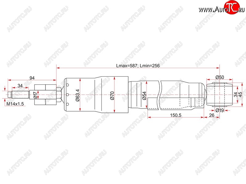 2 799 р. Амортизатор задний LH=RH SAT Toyota Land Cruiser 100 дорестайлинг (1998-2002)  с доставкой в г. Королёв