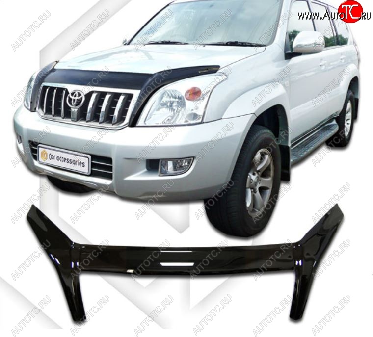 2 899 р. Дефлектор капота (J120-J125) CA-Plastic exclusive  Toyota Land Cruiser Prado  J120 (2002-2009) (серия Classic черный, Без надписи)  с доставкой в г. Королёв