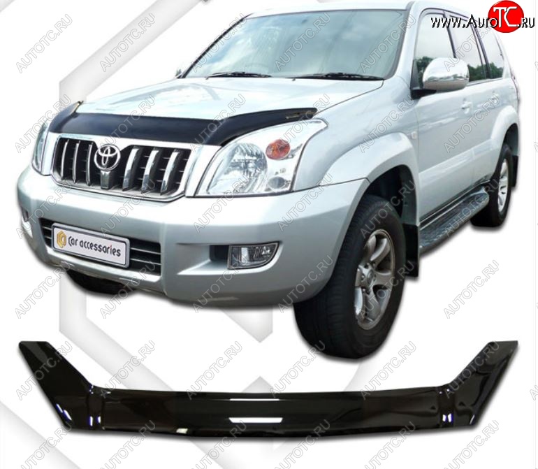 2 199 р. Дефлектор капота ( J120-J125) CA-Plastic Toyota Land Cruiser Prado J120 (2002-2009) (Classic черный, Без надписи)  с доставкой в г. Королёв