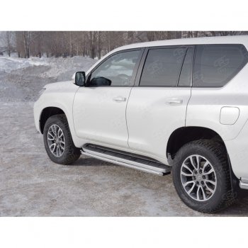 17 849 р. Защита порогов (Ø42 мм, нержавейка) SLITKOFF Toyota Land Cruiser Prado J150 2-ой рестайлинг (2017-2020)  с доставкой в г. Королёв. Увеличить фотографию 3