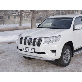 20 399 р. Защита переднего бампера (Ø63 мм, нержавейка) SLITKOFF Toyota Land Cruiser Prado J150 2-ой рестайлинг (2017-2020)  с доставкой в г. Королёв. Увеличить фотографию 2