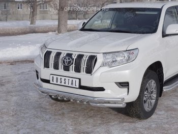 30 999 р. Защита переднего бампера (Ø63 мм c зубами Ø42, нержавейка) SLITKOFF Toyota Land Cruiser Prado J150 2-ой рестайлинг (2017-2020)  с доставкой в г. Королёв. Увеличить фотографию 2