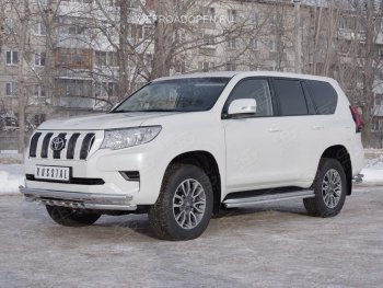 30 999 р. Защита переднего бампера (Ø63 мм c зубами Ø42, нержавейка) SLITKOFF Toyota Land Cruiser Prado J150 2-ой рестайлинг (2017-2020)  с доставкой в г. Королёв. Увеличить фотографию 4