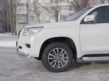 Защита переднего бампера (Ø63 мм c зубами Ø42, нержавейка) SLITKOFF Toyota Land Cruiser Prado J150 2-ой рестайлинг (2017-2020)