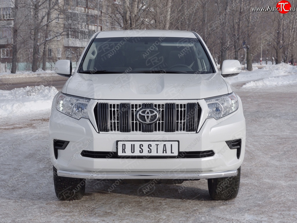 20 399 р. Защита переднего бампера (Ø63 мм, нержавейка) SLITKOFF Toyota Land Cruiser Prado J150 2-ой рестайлинг (2017-2020)  с доставкой в г. Королёв