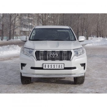 20 999 р. Одинарная защита переднего бампера диаметром 76 мм  Toyota Land Cruiser Prado  J150 (2017-2020) 2-ой рестайлинг  с доставкой в г. Королёв. Увеличить фотографию 2