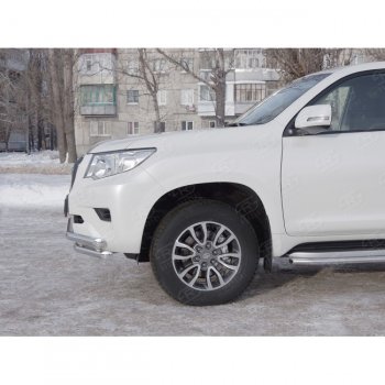 26 499 р. Защита переднего бампера (Ø63 мм с углами, нержавейка) SLITKOFF Toyota Land Cruiser Prado J150 2-ой рестайлинг (2017-2020)  с доставкой в г. Королёв. Увеличить фотографию 2