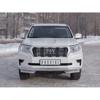 26 499 р. Защита переднего бампера (Ø63 мм с углами, нержавейка) SLITKOFF Toyota Land Cruiser Prado J150 2-ой рестайлинг (2017-2020)  с доставкой в г. Королёв. Увеличить фотографию 3