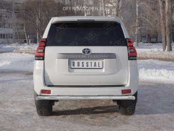 Защита заднего бампера (Ø63 мм, нержавейка) SLITKOFF Toyota Land Cruiser Prado J150 2-ой рестайлинг (2017-2020)