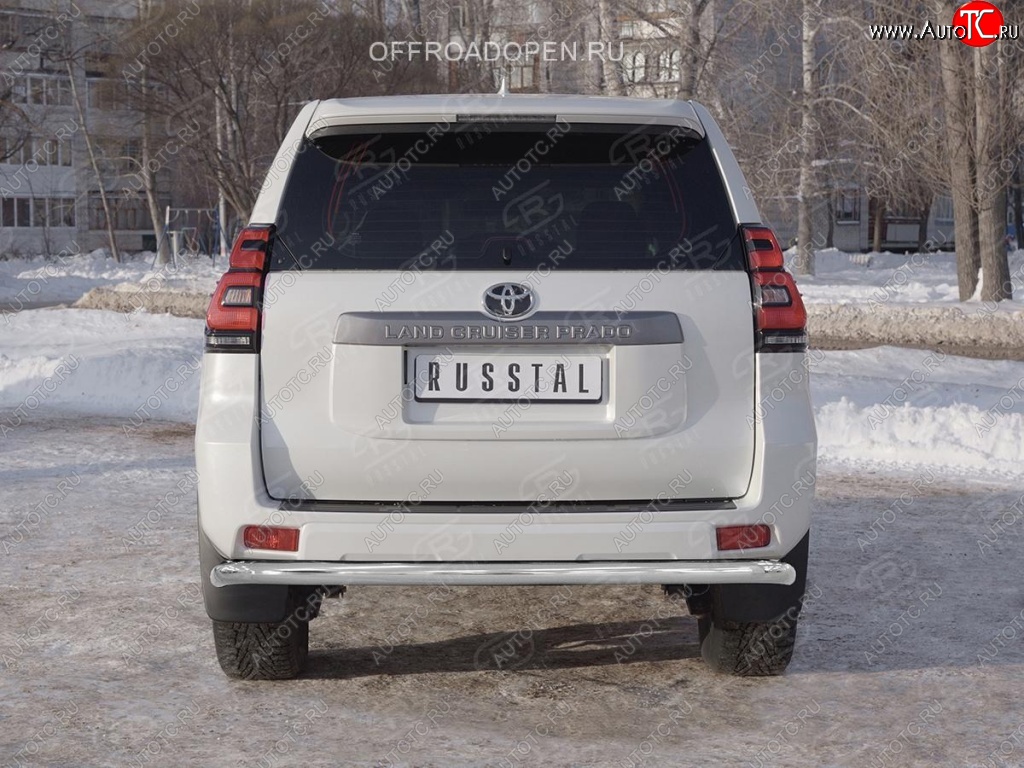 17 699 р. Защита заднего бампера (Ø63 мм, нержавейка) SLITKOFF Toyota Land Cruiser Prado J150 2-ой рестайлинг (2017-2020)  с доставкой в г. Королёв