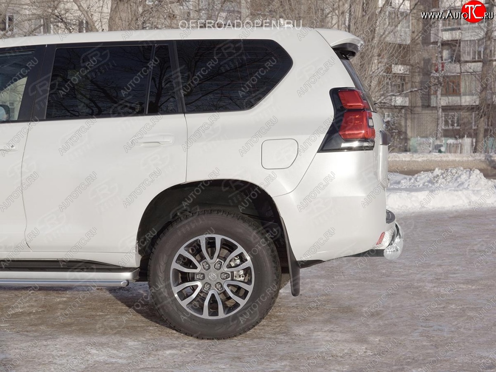 15 299 р. Защита заднего бампера (Ø76 мм, нержавейка) SLITKOFF Toyota Land Cruiser Prado J150 2-ой рестайлинг (2017-2020)  с доставкой в г. Королёв