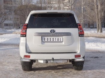 9 599 р. Защита заднего бампера (Ø76 мм уголки, нержавейка) SLITKOFF Toyota Land Cruiser Prado J150 2-ой рестайлинг (2017-2020)  с доставкой в г. Королёв. Увеличить фотографию 2