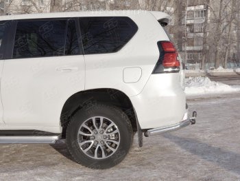 9 599 р. Защита заднего бампера (Ø76 мм уголки, нержавейка) SLITKOFF Toyota Land Cruiser Prado J150 2-ой рестайлинг (2017-2020)  с доставкой в г. Королёв. Увеличить фотографию 3