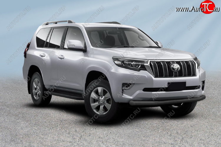 12 649 р. Защита переднего бампера Slitkoff (Ø мм). Toyota Land Cruiser Prado J150 2-ой рестайлинг (2017-2020) (Сталь с полимерным покрытием. Цвет: черный)  с доставкой в г. Королёв