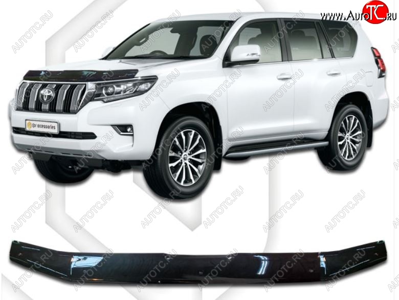 2 189 р. Дефлектор капота CA-Plastic  Toyota Land Cruiser Prado  J150 (2017-2020) 2-ой рестайлинг (Classic черный, Без надписи)  с доставкой в г. Королёв