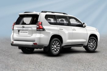 Защита заднего бампера Slitkoff (Ø 76+Ø 42, двойная) Toyota Land Cruiser Prado J150 2-ой рестайлинг (2017-2020)